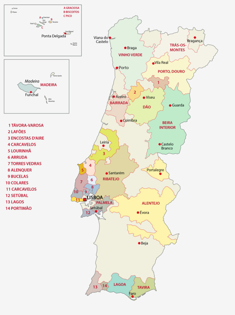 Karte Weinland Portugal